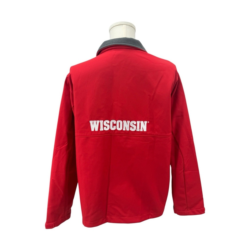 Columbia Wisconsin Badgers NCAA Jacket Men XL Red Softshell Zip Up Fleece Lined - Picture 4 of 15